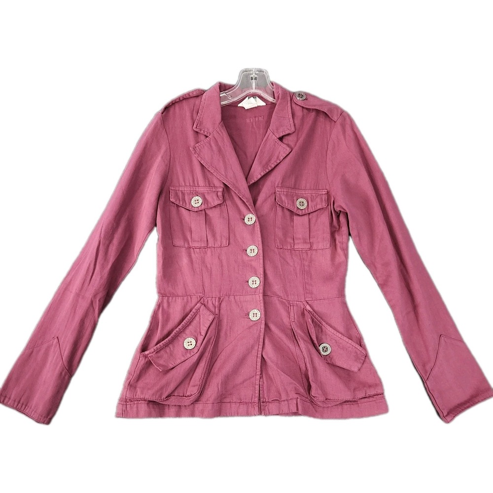 Hard Tail Y2K Military Utility Chic Top Jacket Logo Buttons‎ Pockets Safari Sz S